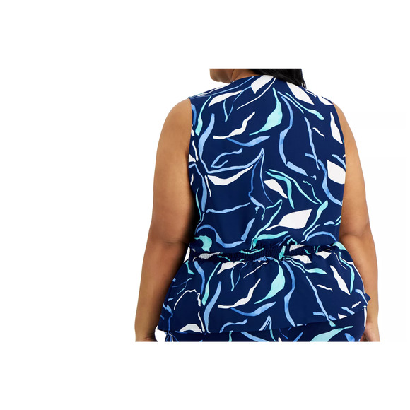 Alfani Plus Size Printed Smocked Peplum Tank 2X NWT - Picture 2 of 3